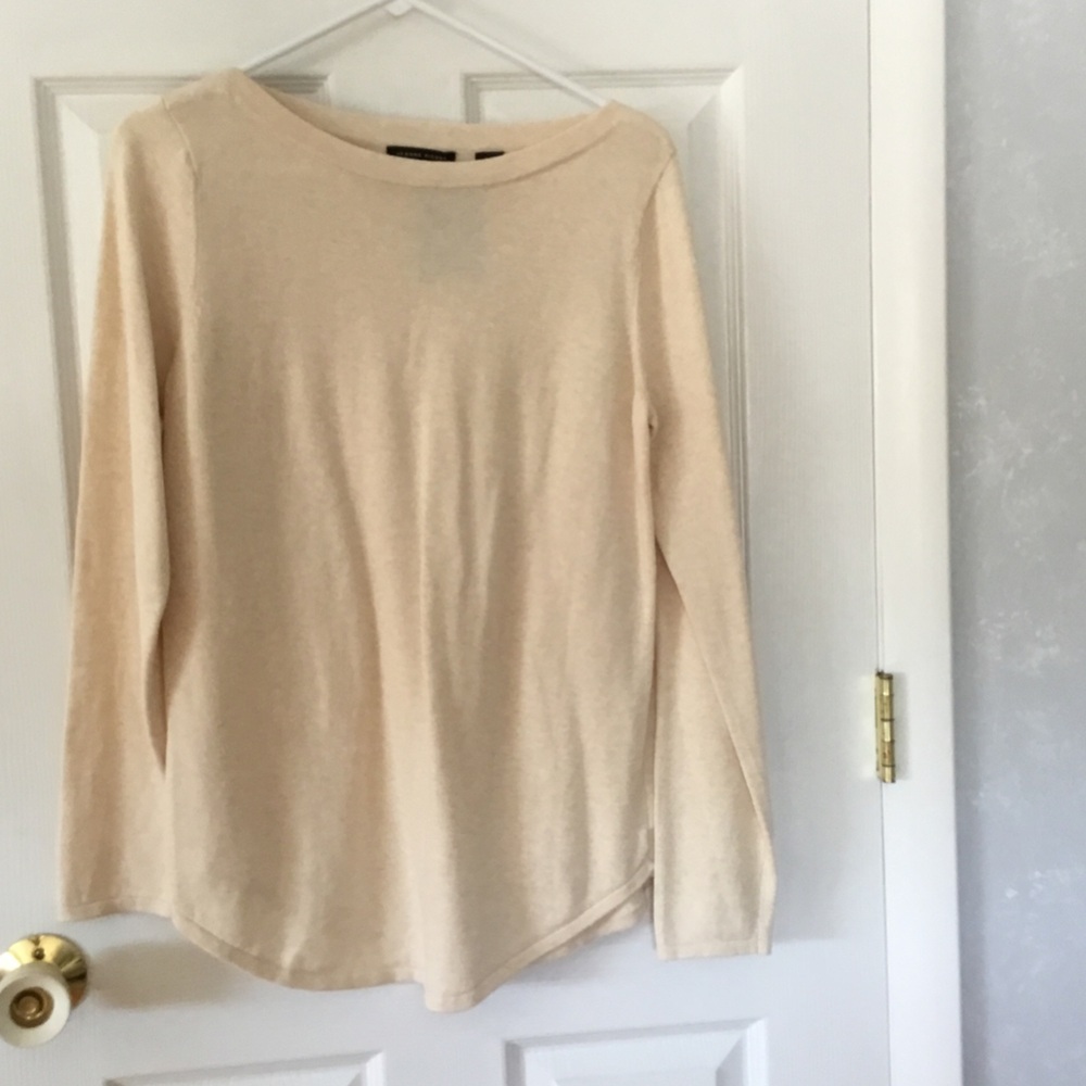 JEANNE PIERRE Cream Long-Sleeve Scoop Neck Sweater